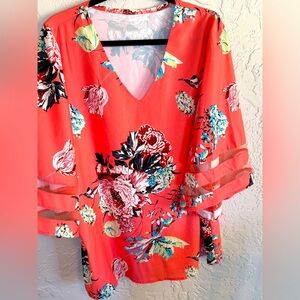 Floral V-Neck Women Top